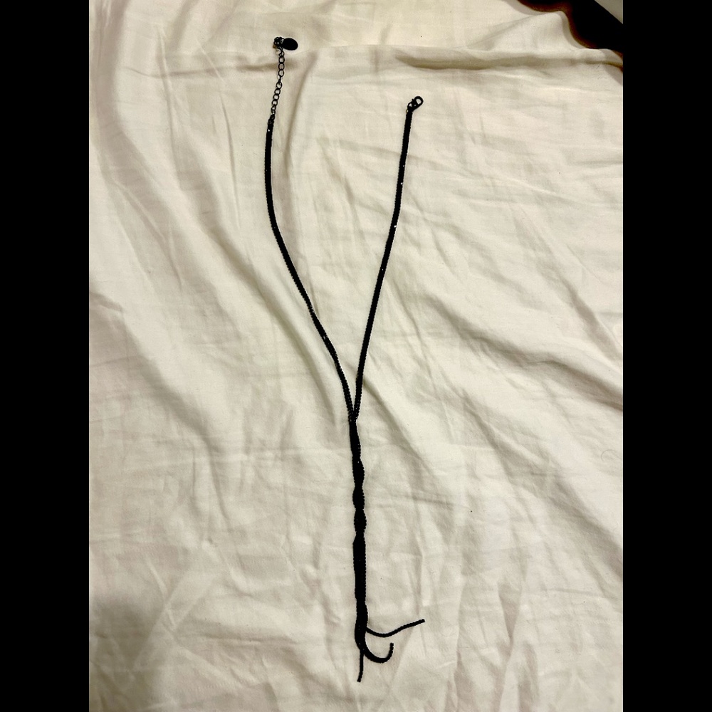 Black Beaded Statement Necklace with Twist Detail